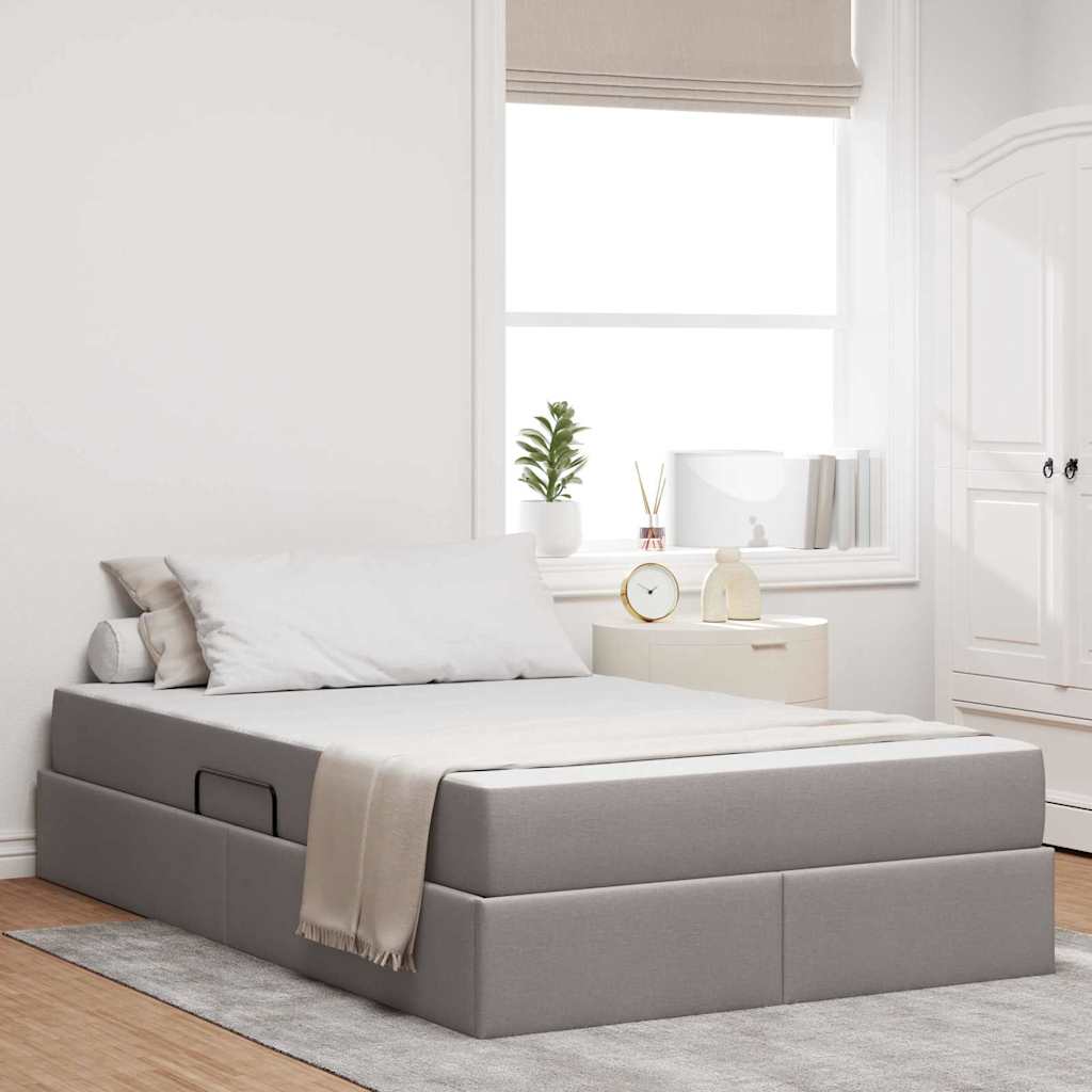 Aufbewahrungsbett mit Matratze Hellgrau 90 x 190 cm Polyester