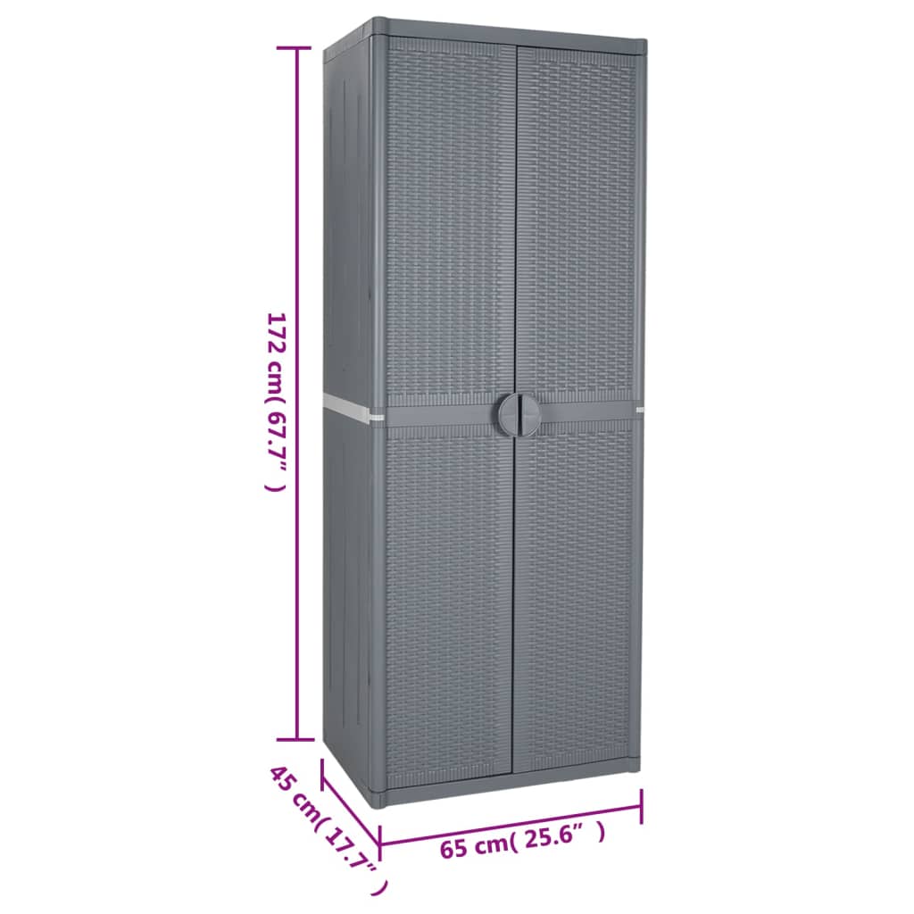Gartenschrank Schwarz 65x45x88 cm PP Rattan-Optik
