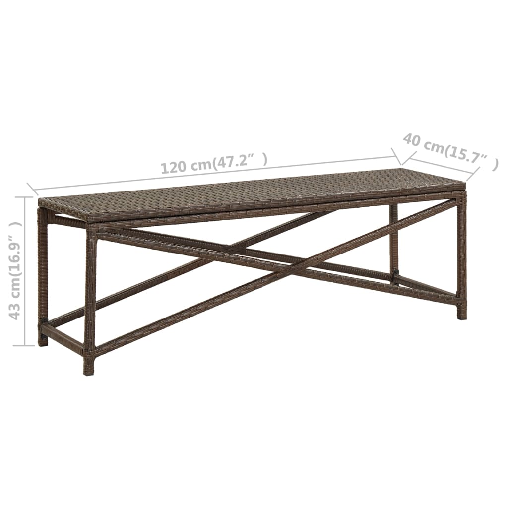 Gartenbank 120 cm Poly Rattan Schwarz