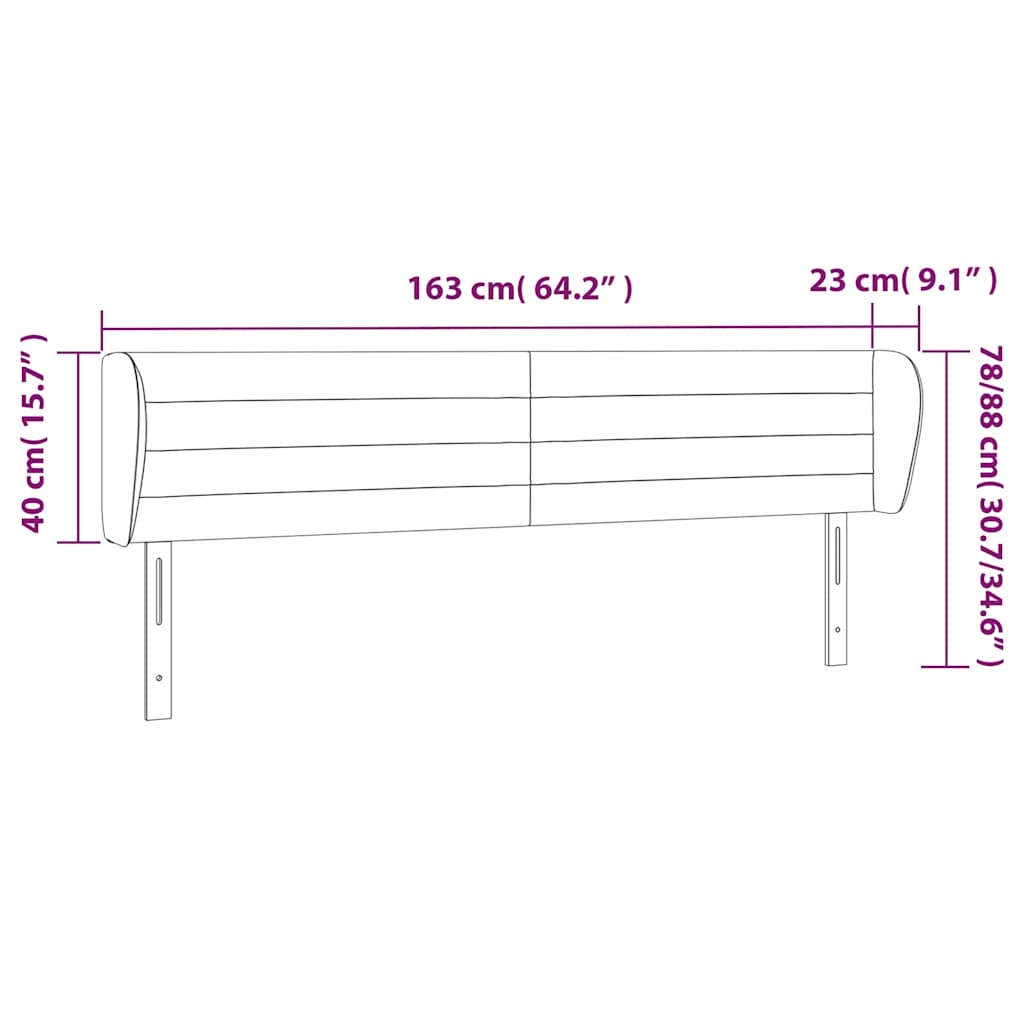 Kopfteil mit Ohren Dunkelblau 203x23x118/128 cm Samt