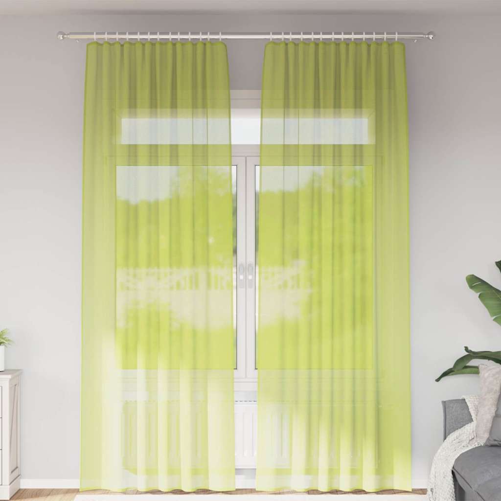 Voile Vorhänge mit Ösen 2 Stk. Apfelgrün 140x140 cm