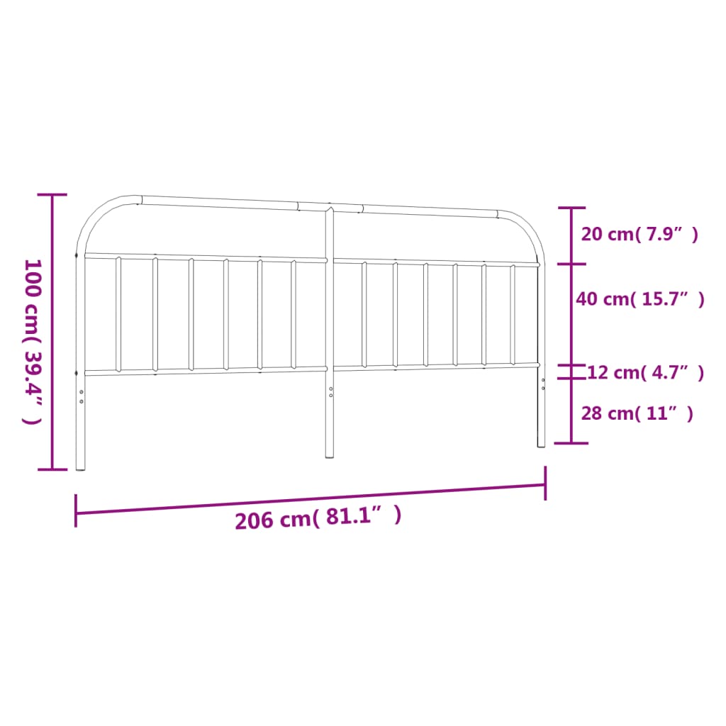 Ersatz-Kopfteil Metall Schwarz 75 cm
