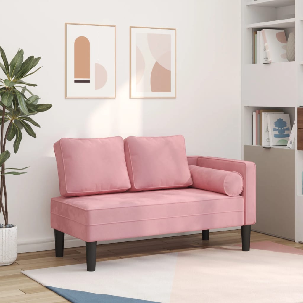 Chaiselongue mit Kissen Blau Samt