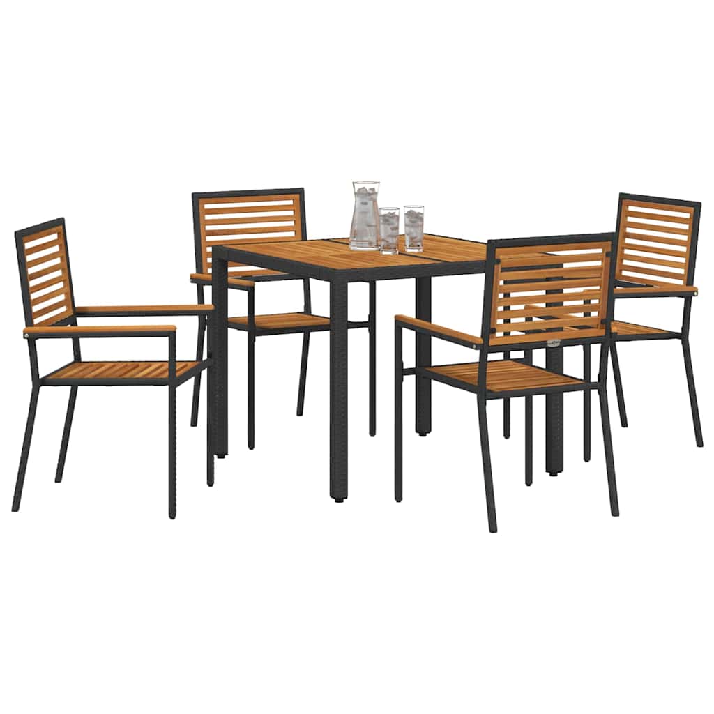 Garten Essgruppe 3 pcs Schwarz und Braun Poly-Rattan