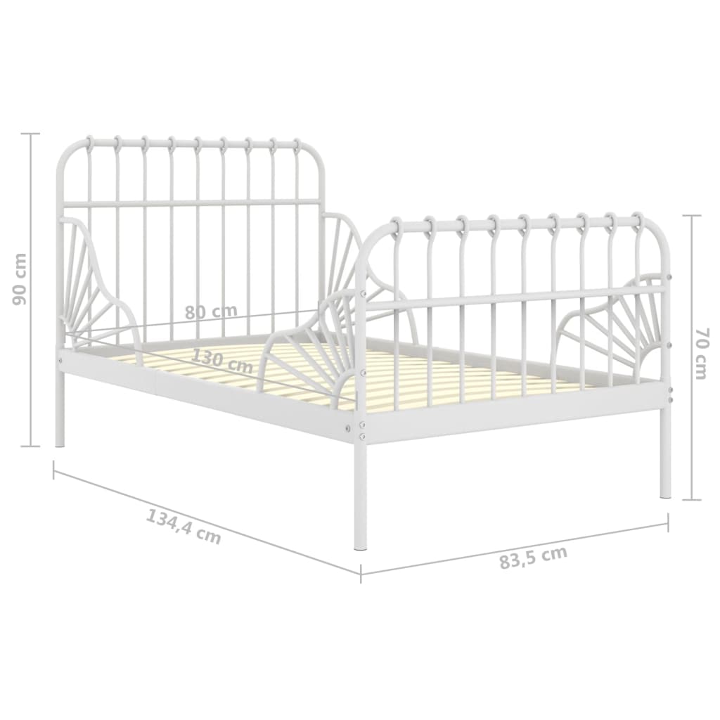 Ausziehbett Schwarz Metall 80x130/200 cm