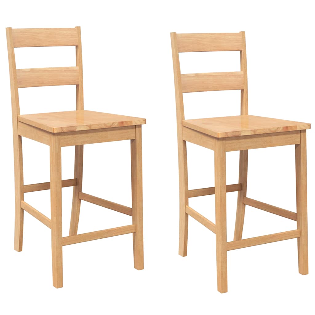 Barhocker mit Kissen 2 Stk. Braun Massivholz Gummibaum