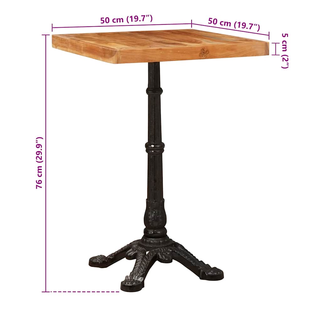 Bistrotisch 60x60x77 cm Raues Mangoholz