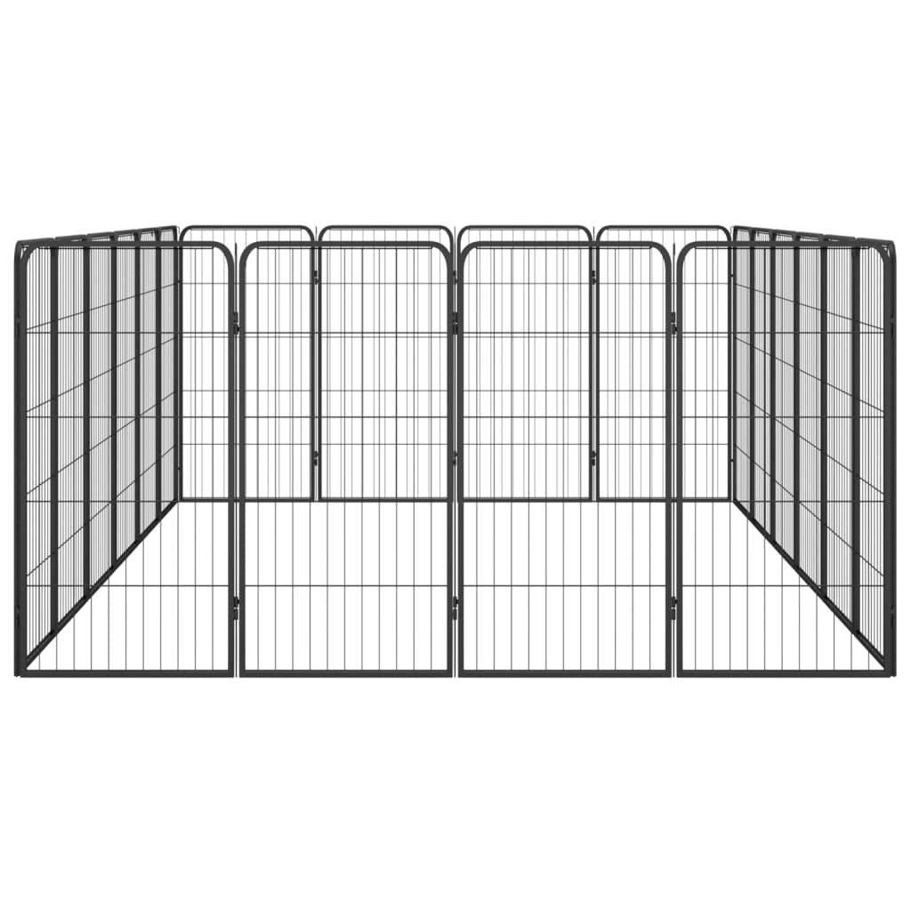 4-tlg. Hundelaufstall Schwarz 50x100cm Stahl Pulverbeschichtung