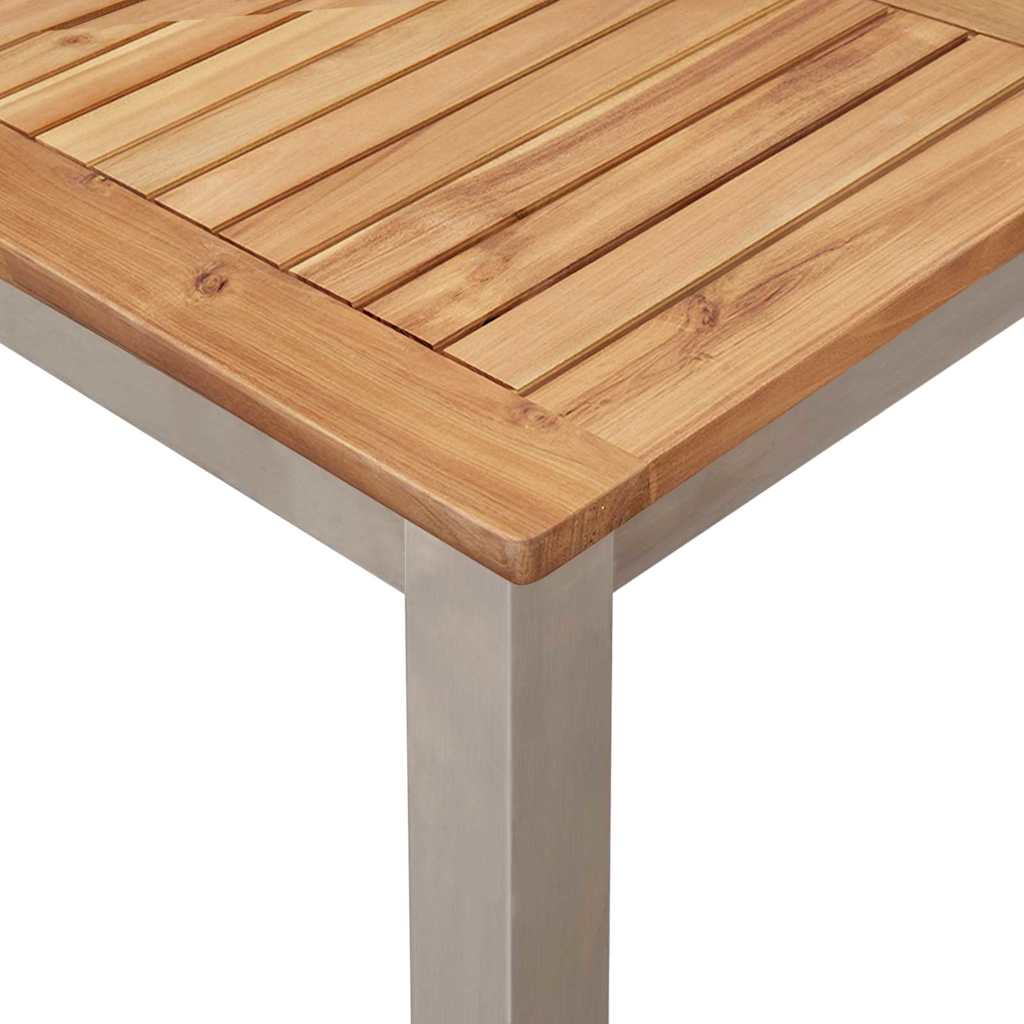 Esstisch 90x90x75 cm Massives Akazienholz und Edelstahl