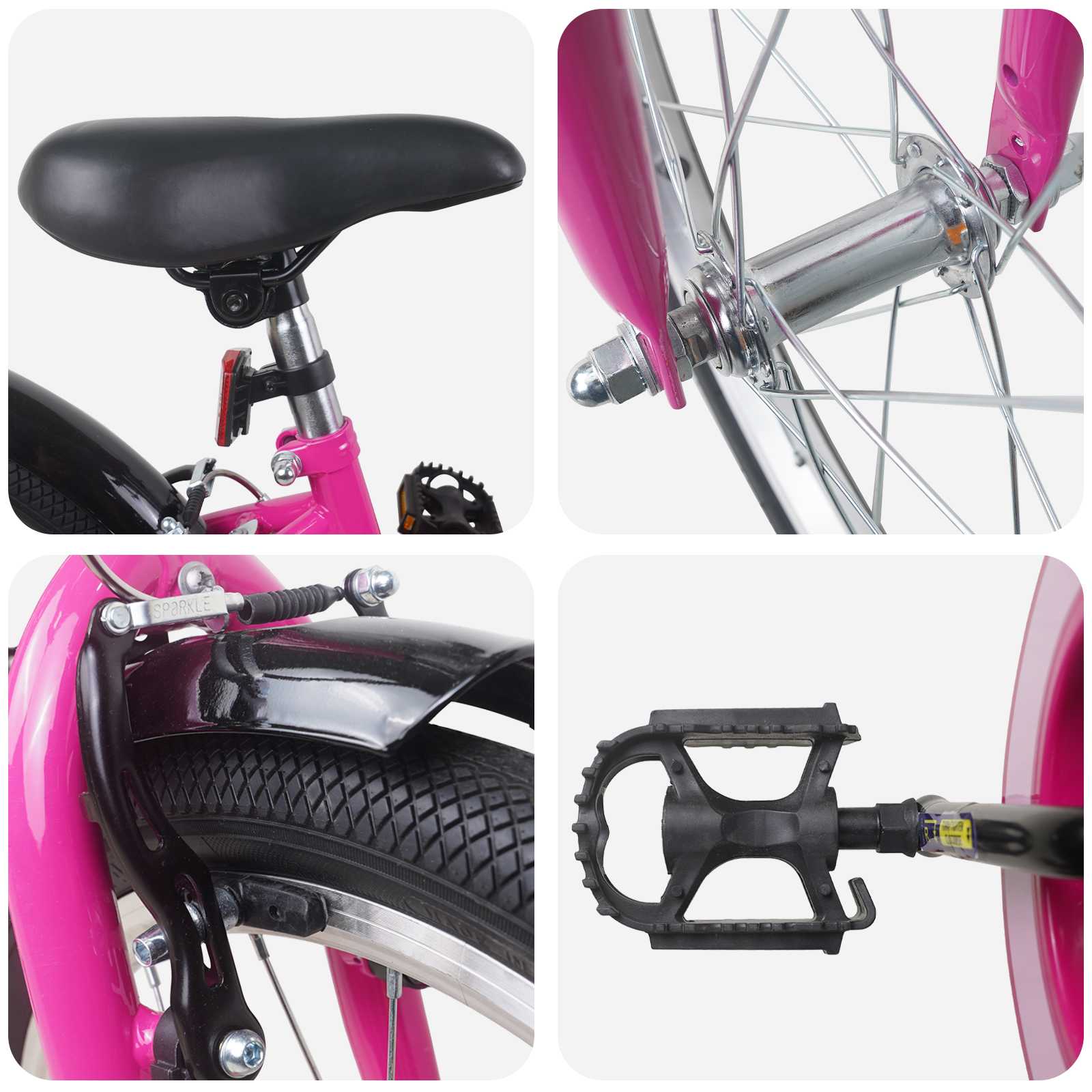 Kinderfahrrad 12 Zoll für 2-4 Jahre alt Pink Weiß