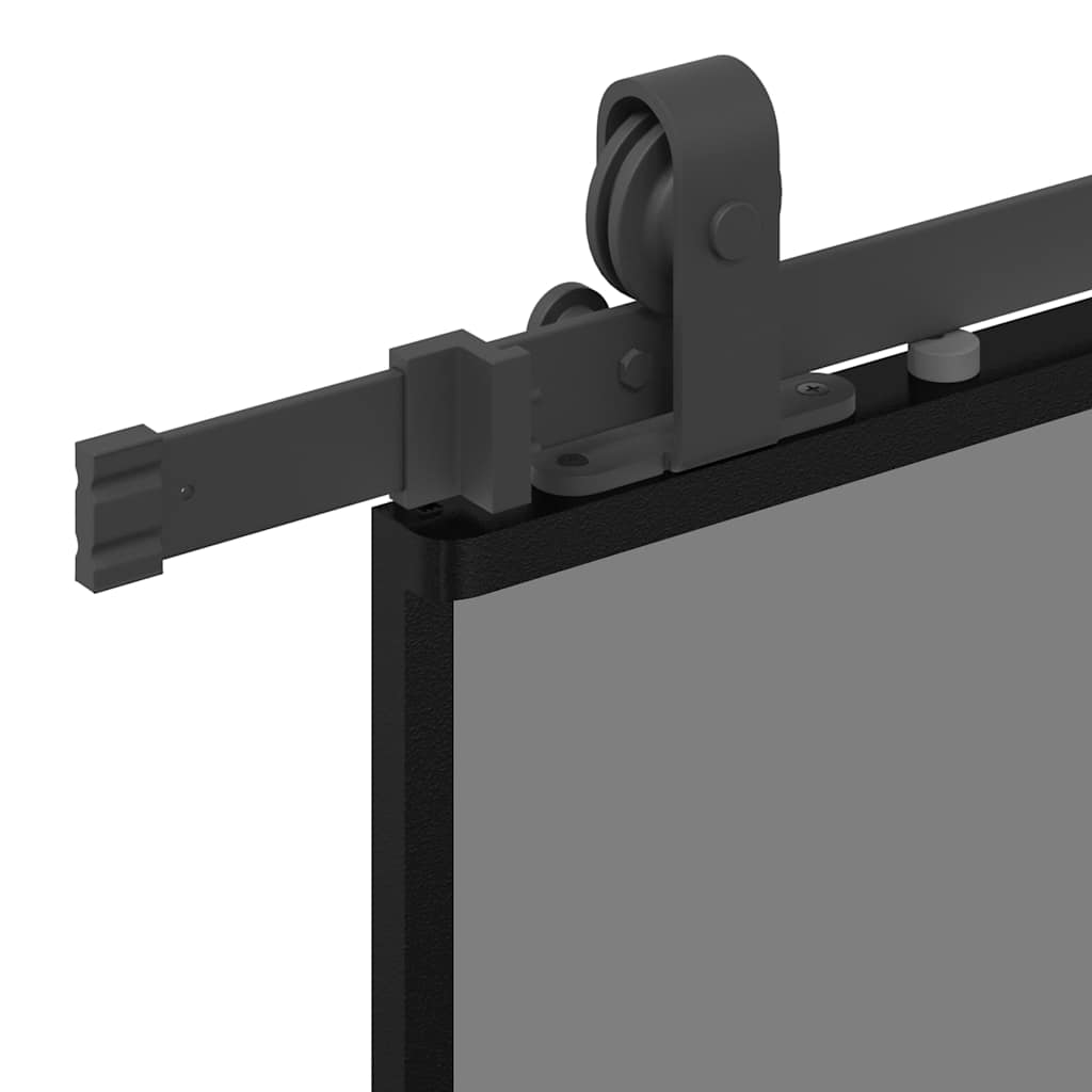 Schiebetür mit Beschlag Schwarz 76x205 cm ESG-Glas