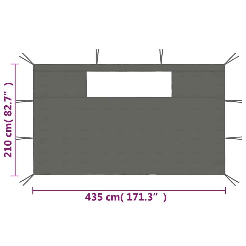 Pavillon-Seitenwände mit Fenstern 2 Stk. Creme