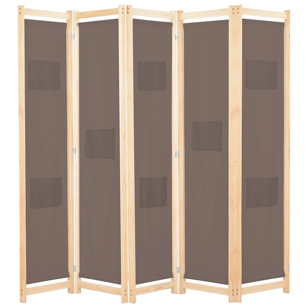 5-teiliger Raumteiler Creme 200 x 170 x 4 cm Stoff