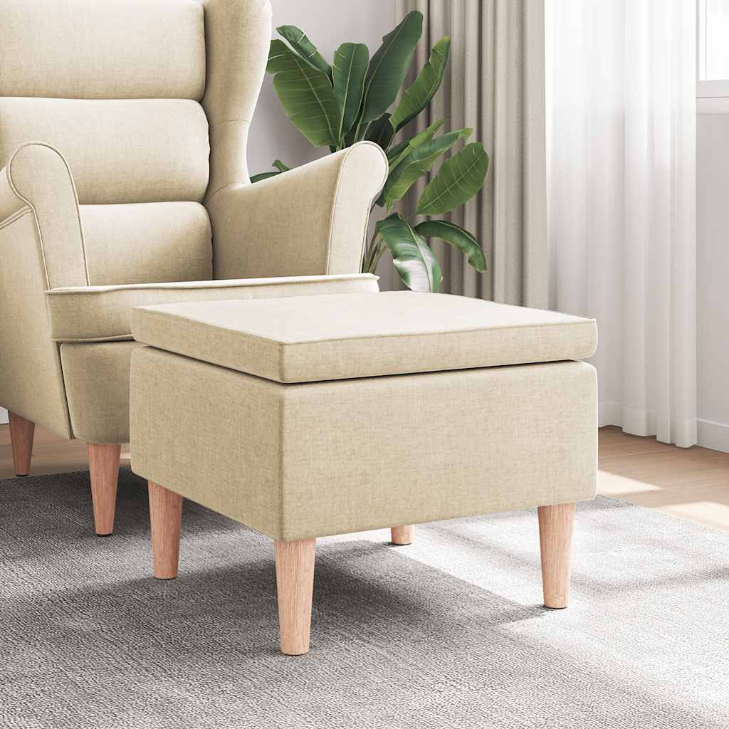 Hocker mit Holzbeinen Schwarz Stoff