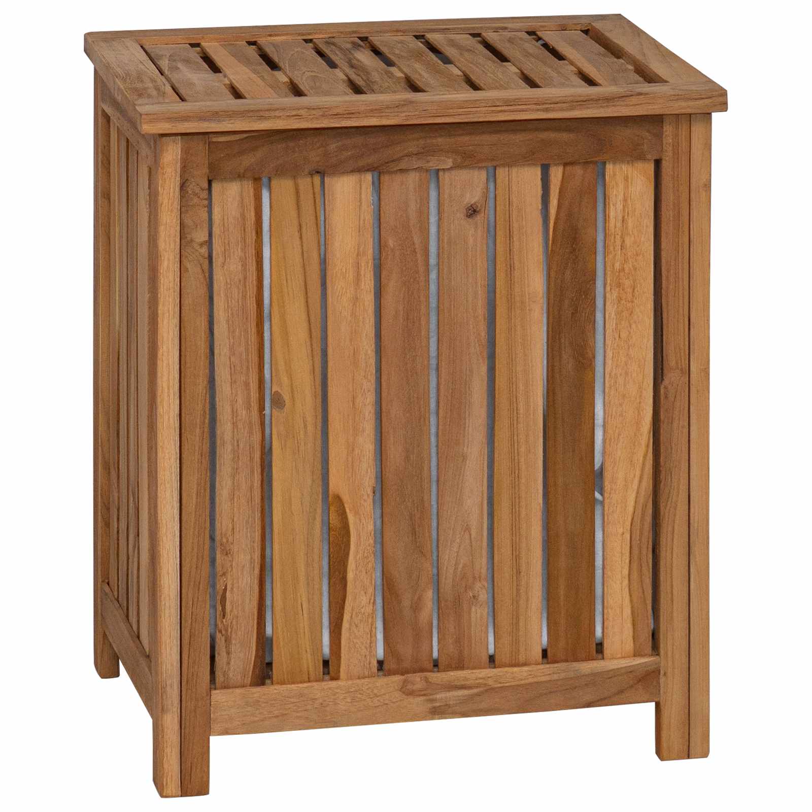 Wäschekorb Natur 35 x 25 x 60 cm Massivholz Teak