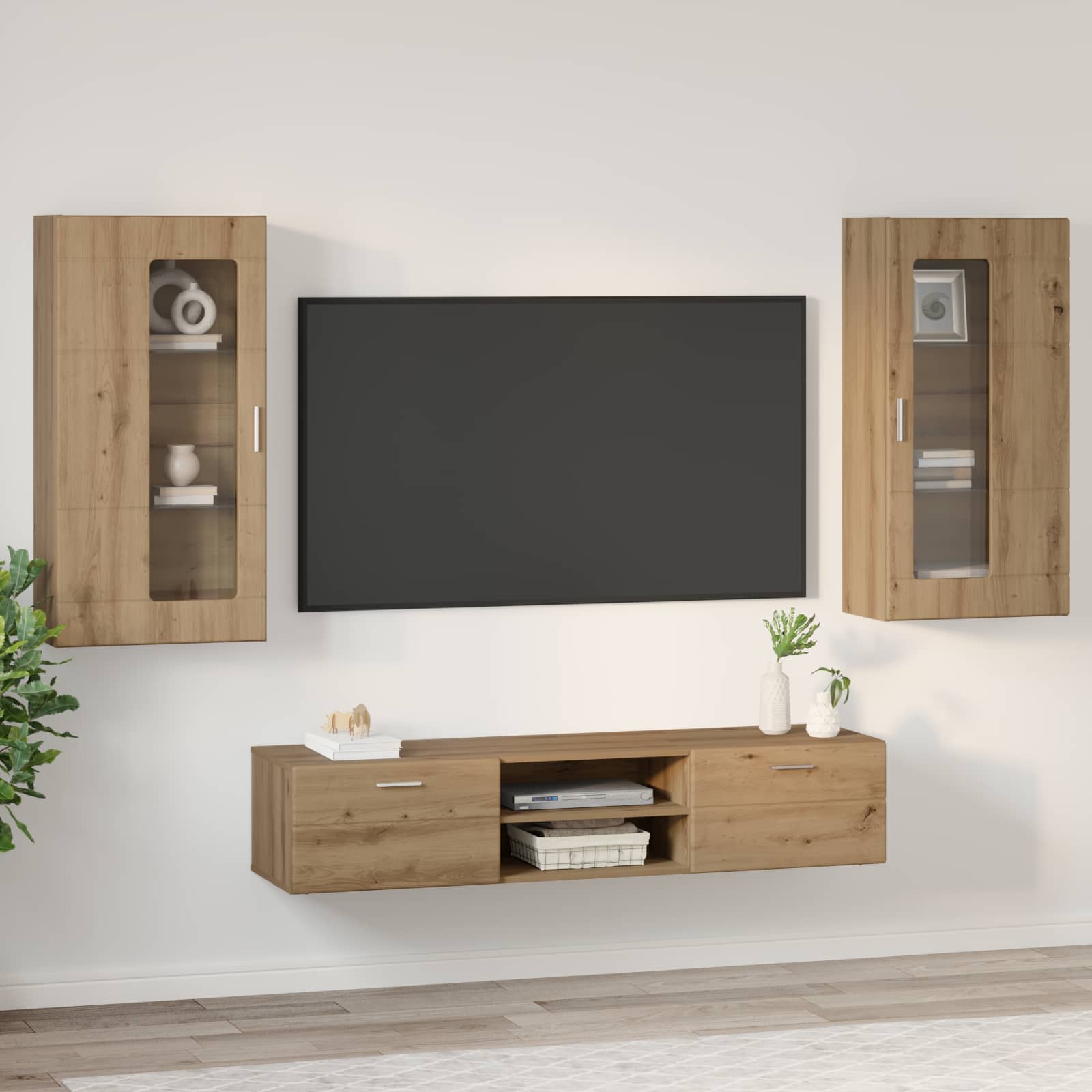 Highboard mit Regal FLORIN Weiß 60 x 35 x 182 cm Holzwerkstoff