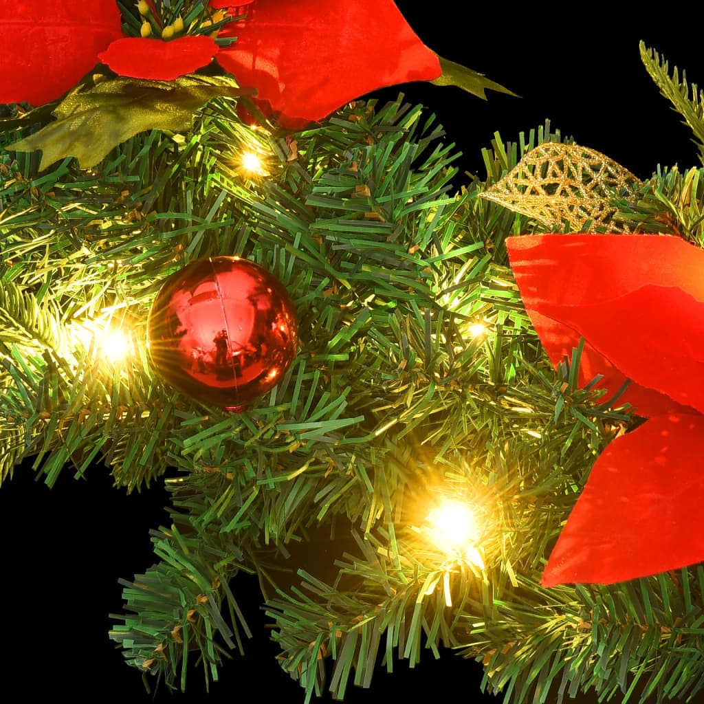 Weihnachtskranz mit LED-Lichtern Grün 60 cm PVC