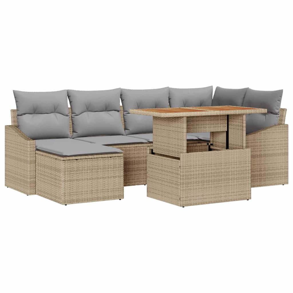 Garten Essgruppe mit Kissen 7 pcs Schwarz und Creme