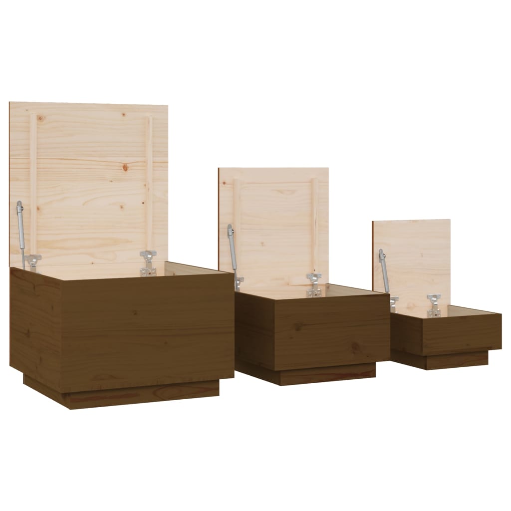 Aufbewahrungsboxen mit Deckeln 3 Stk. Weiß Massivholz Kiefer