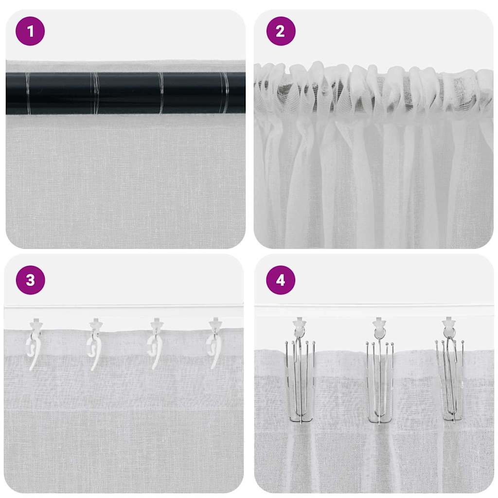 Voile-Vorhang mit Vorhängen 2 pcs Weiß 140 x 140 cm Polyester