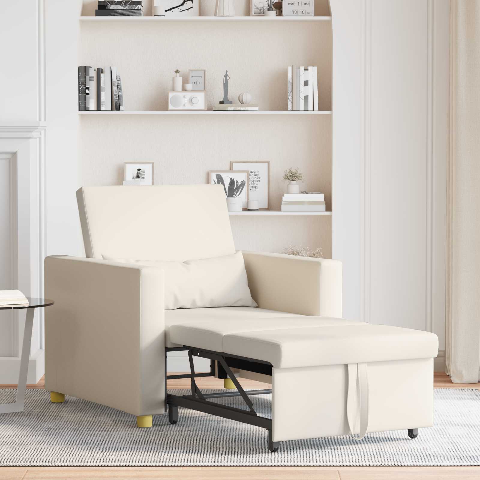 Ausziehbare Schlafcouch Einzel Hellgrau 90 x 165 x 87 cm Stoff