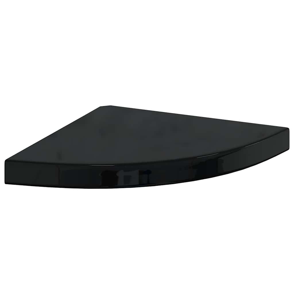 Schwebende Eckregale 2 Stk. Hochglanz-Weiß 25x25x3,8 cm MDF