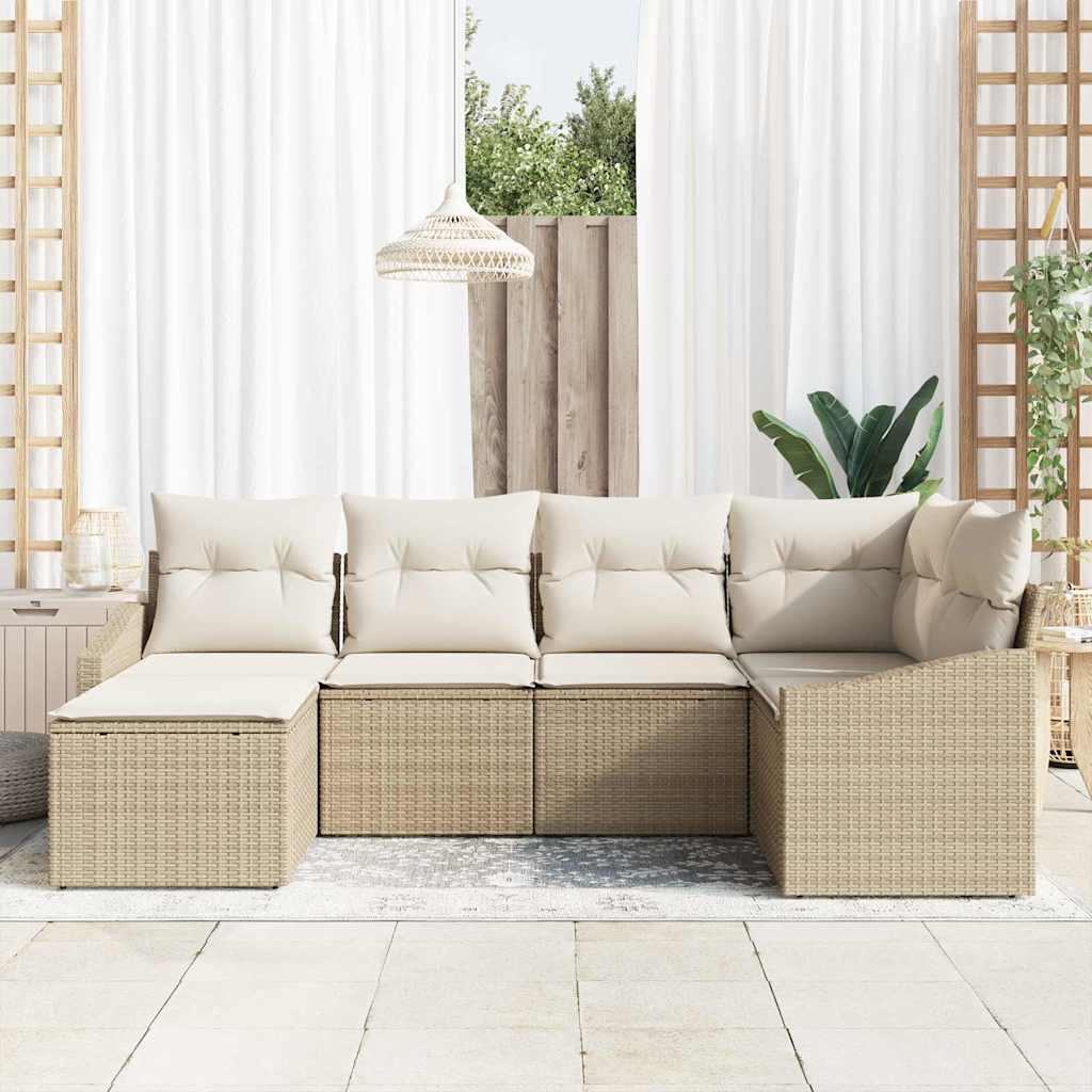 Garten Essgruppe mit Kissen 6 pcs Schwarz und Creme