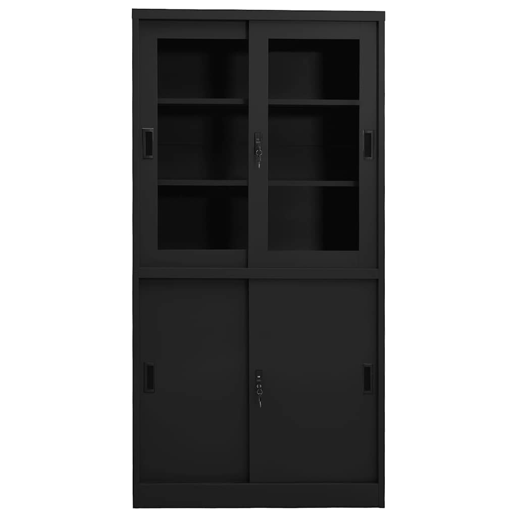 Büroschrank mit Schiebetüren Weiß 90x40x180 cm Stahl