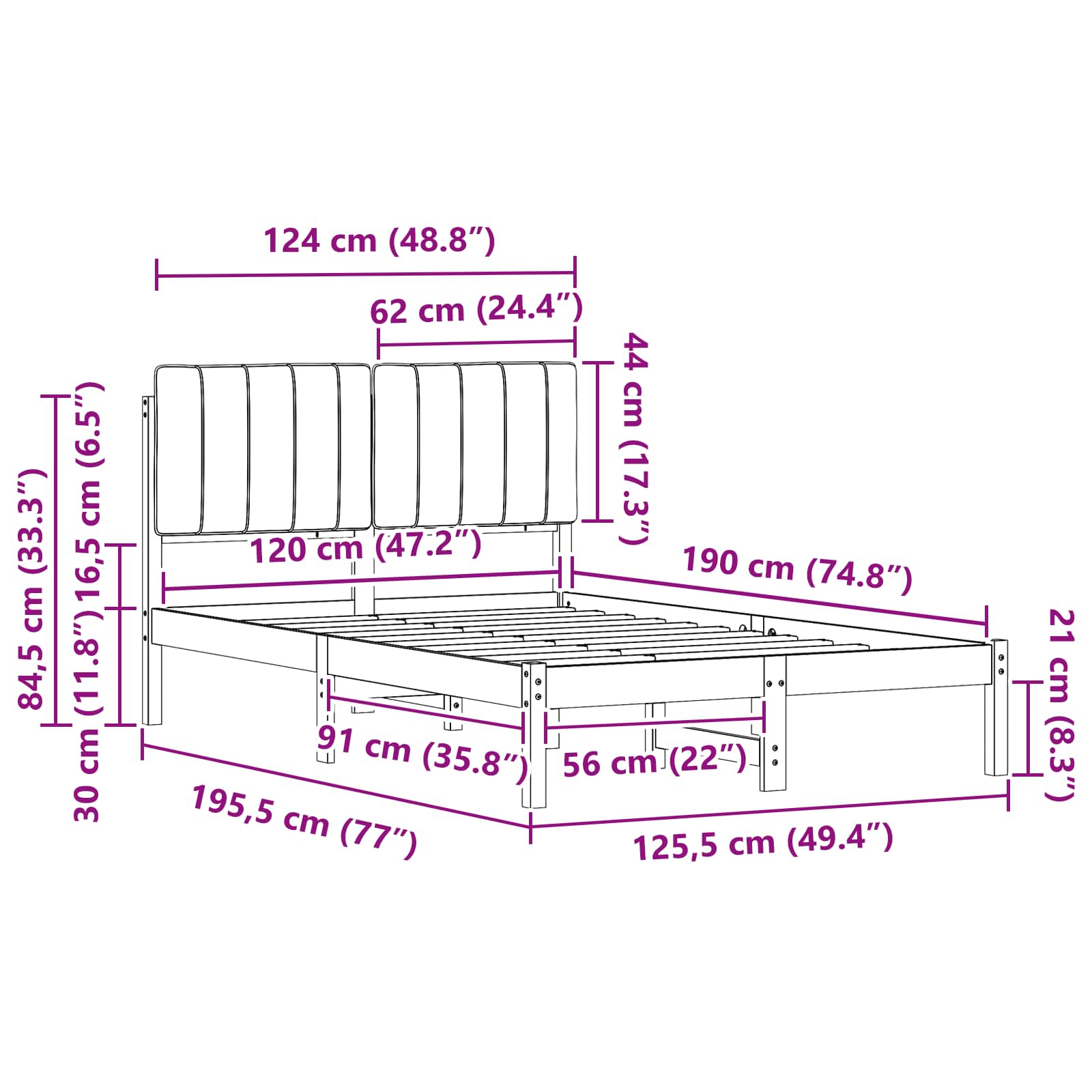 Bettgestell mit gepolstertem Kopfteil Hellgrau 200 x 200 cm
