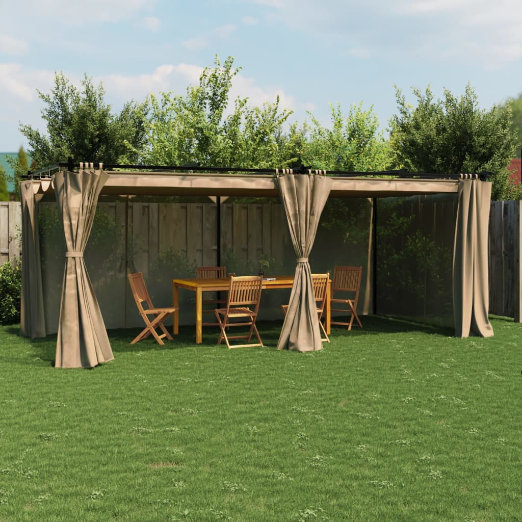 Pavillon mit Vorhängen Creme 3x3 m Stahl