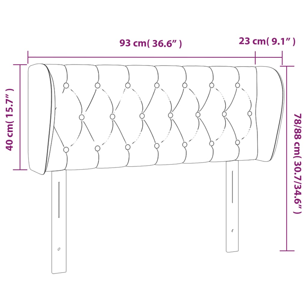 Kopfteil mit Ohren Dunkelblau 93x23x78/88 cm Samt