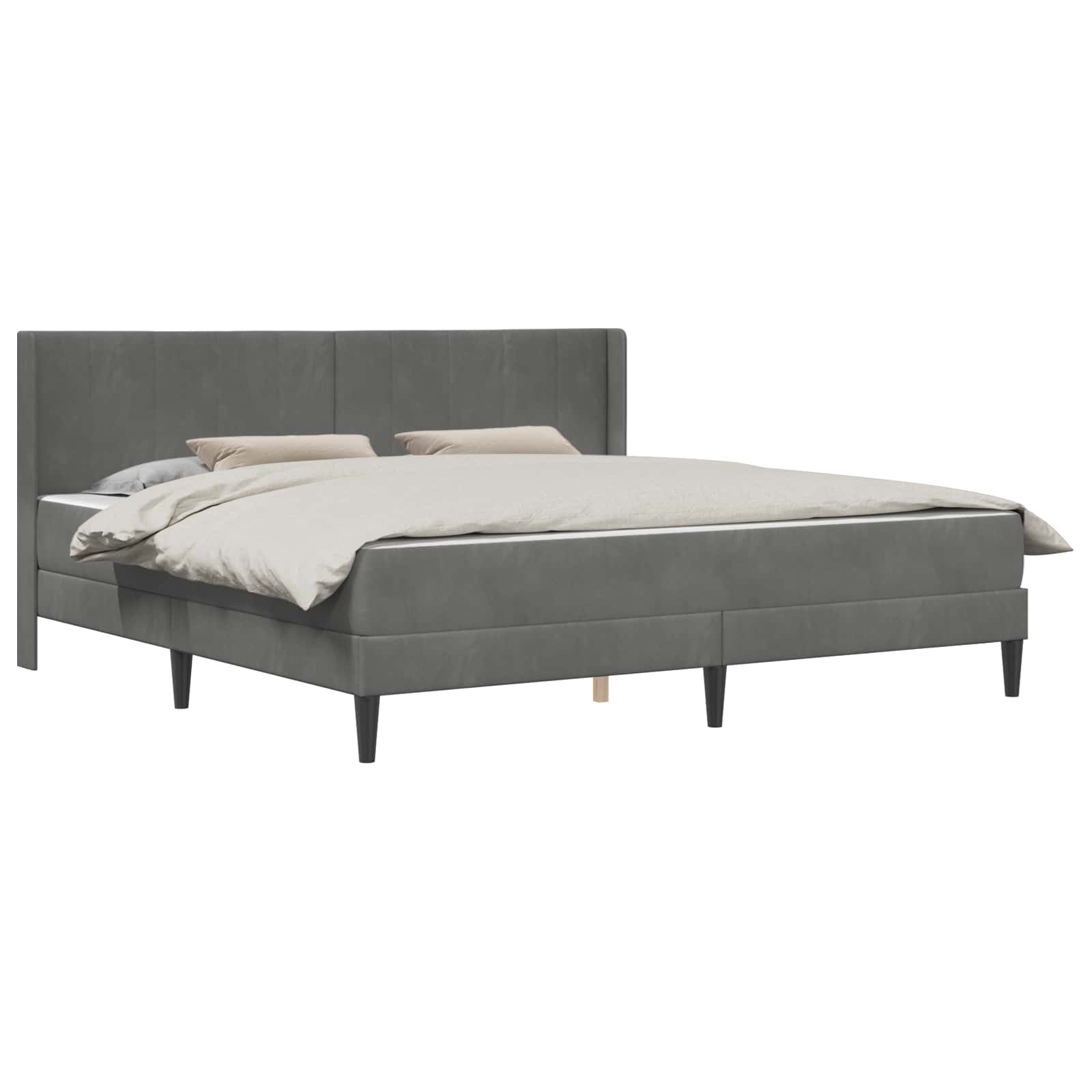 Bettgestell mit Matratze mit Kopfteil Hellgrau 80 x 200 cm Samt