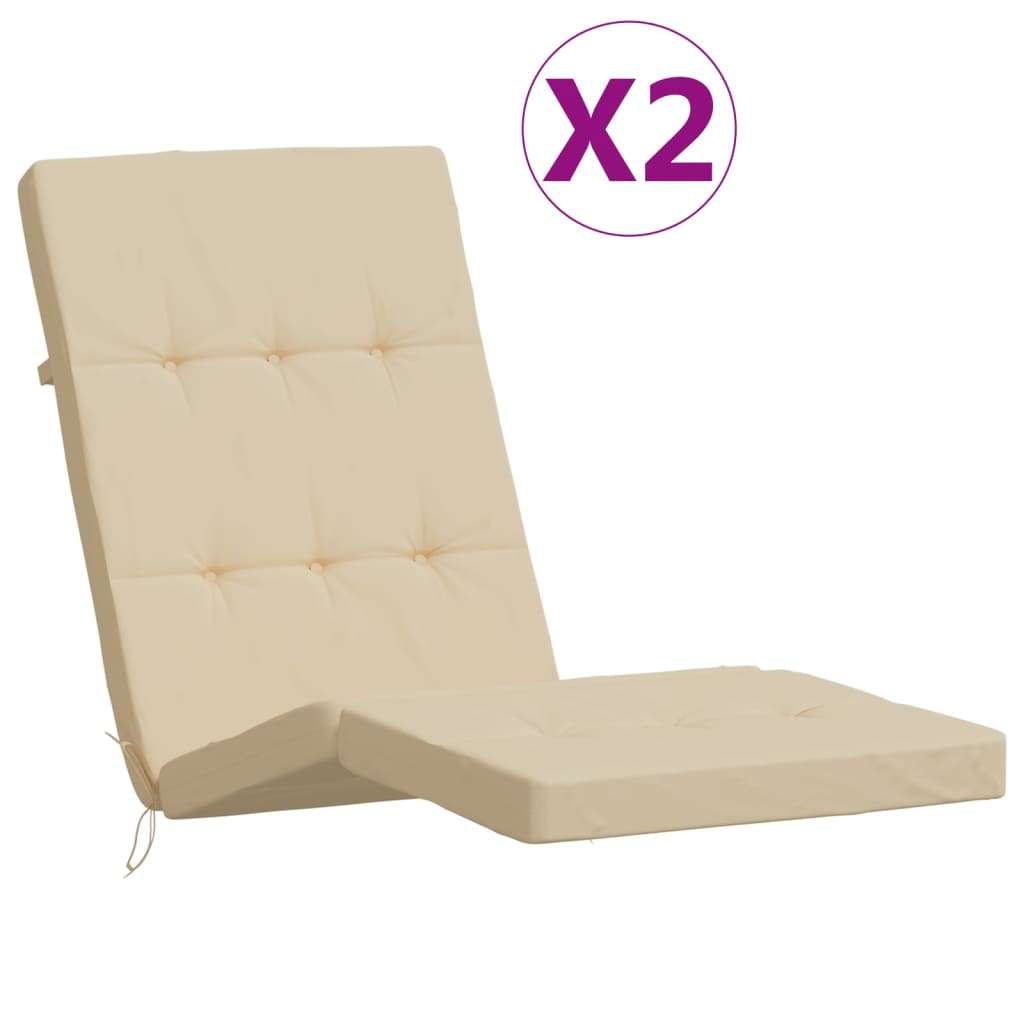 Liegestuhl-Auflagen 2 Stk. Creme Oxford-Gewebe