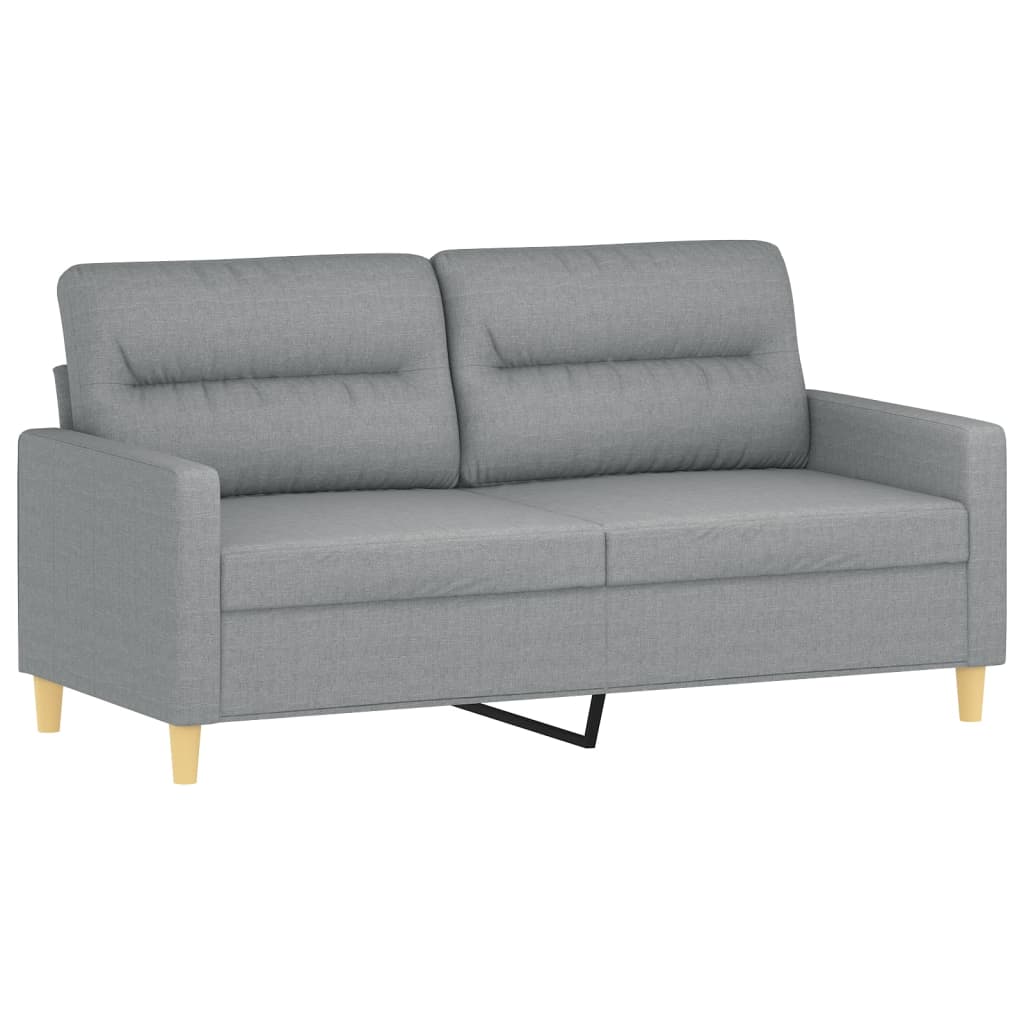 3-tlg. Sofagarnitur mit Kissen Creme Stoff