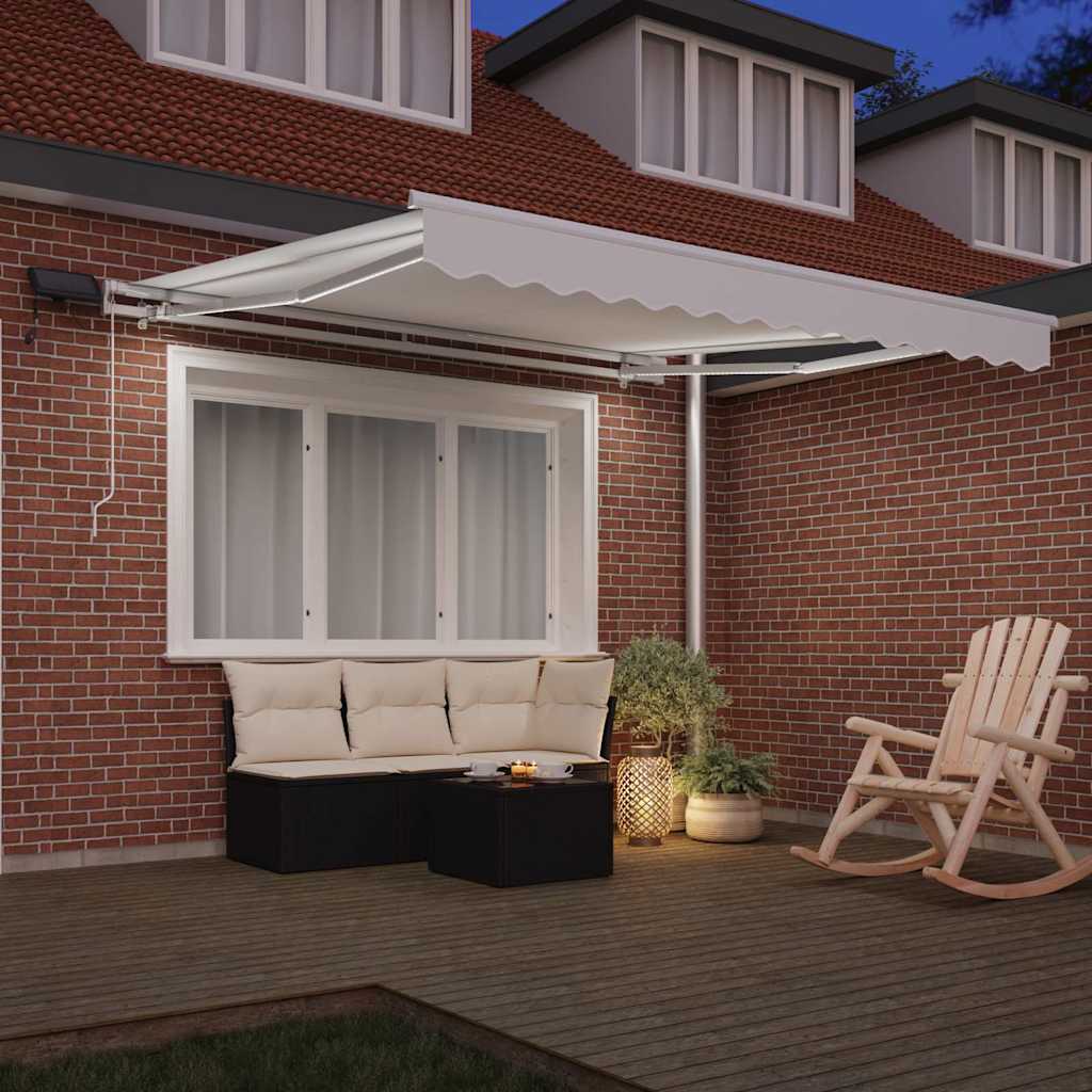 Markise Manuell Einziehbar mit LED 300x250 cm Blau und Weiß