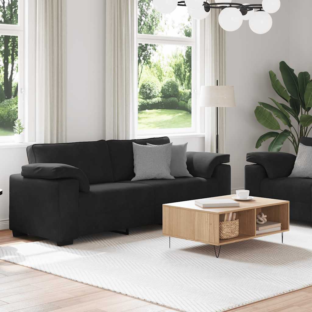 2-teiliges Sofa-Set mit Kissen, hellgrauer Samt