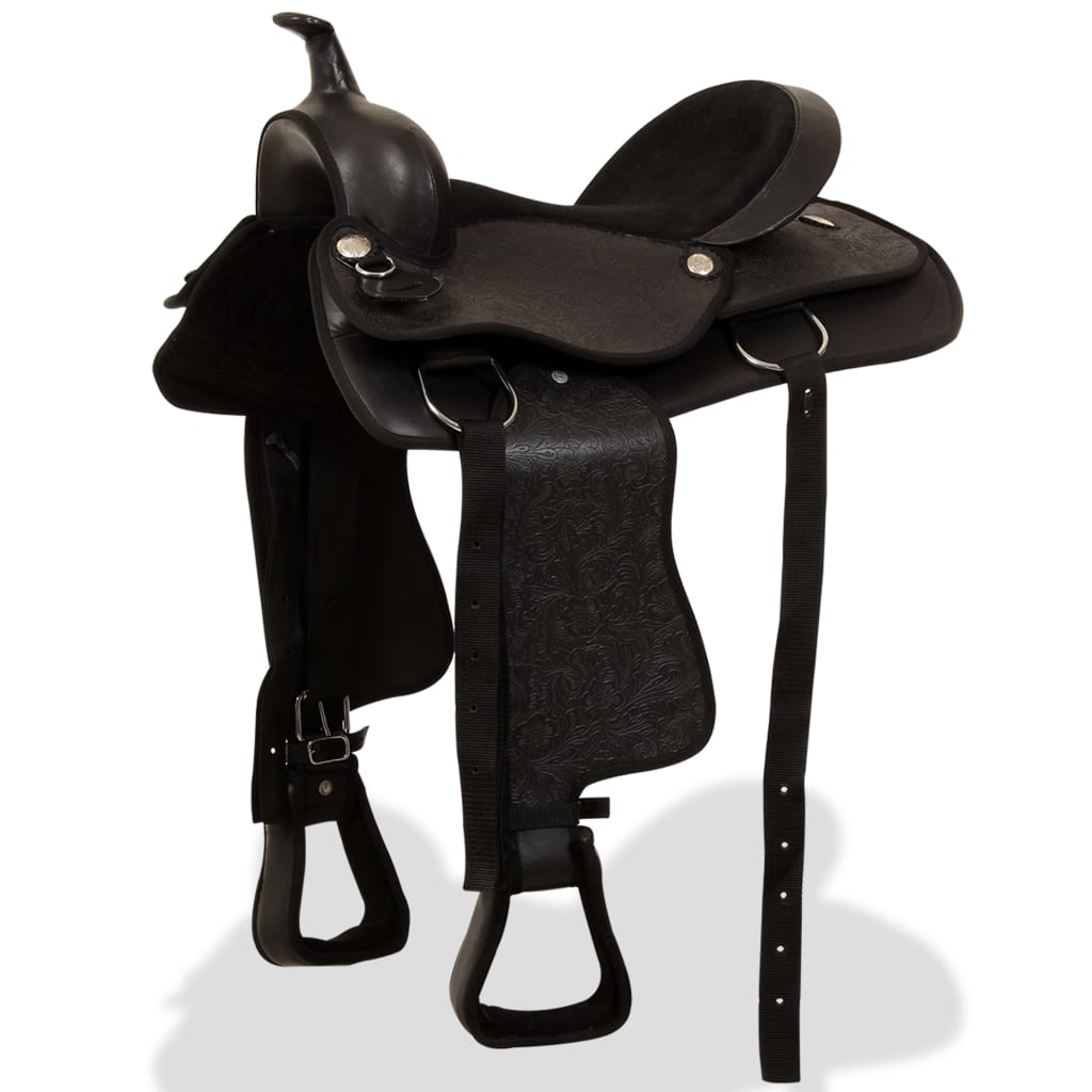 Western-Sattel, Halfter & Brustblatt Echtleder 15" Braun