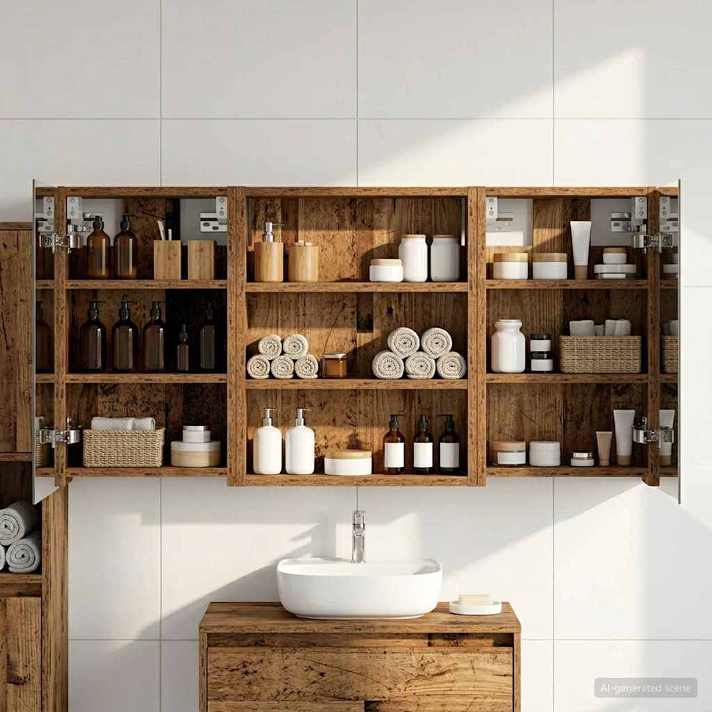 Badezimmerschrank-Set 3 pcs 80 x 10,5 x 50 cm Holzwerkstoff