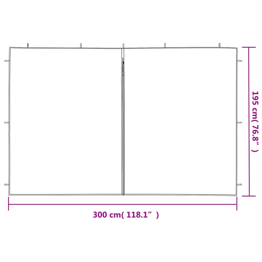 Party Zelt Seitenteil 2 pcs Rot 300 x 195 cm PE und Stahl