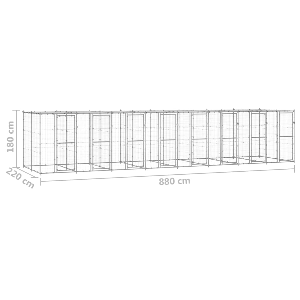 Outdoor-Hundezwinger Stahl mit Überdachung 110x220x180 cm