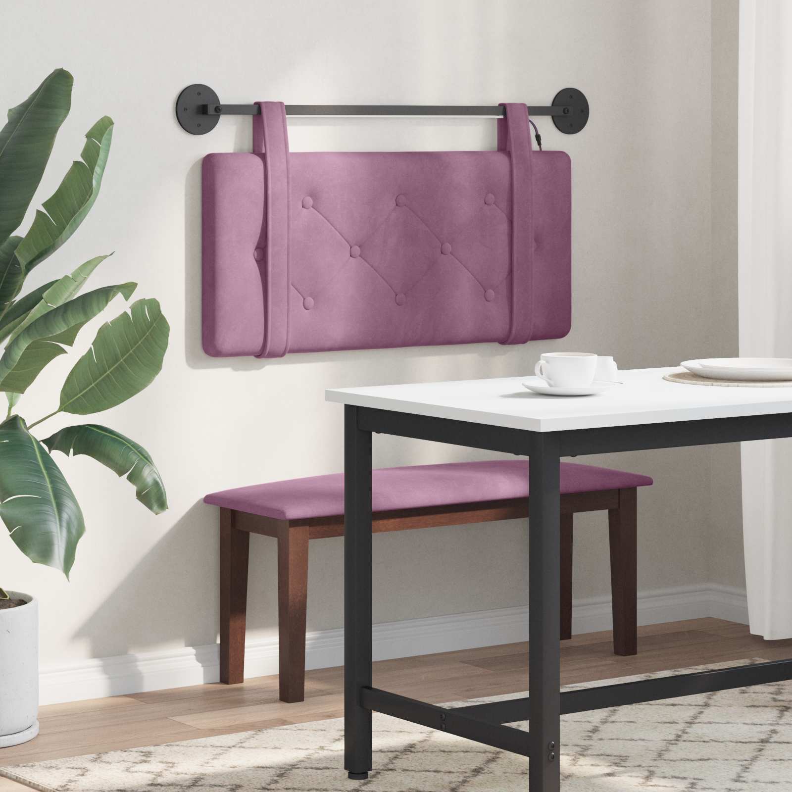 Hängendes Kopfteil Mit LED Licht Hellgrau Samt