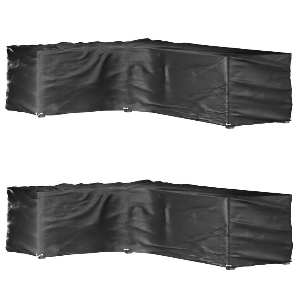 Gartenmöbel-Abdeckungen 2 Stk. L-Form 12 Ösen 250x250x90 cm