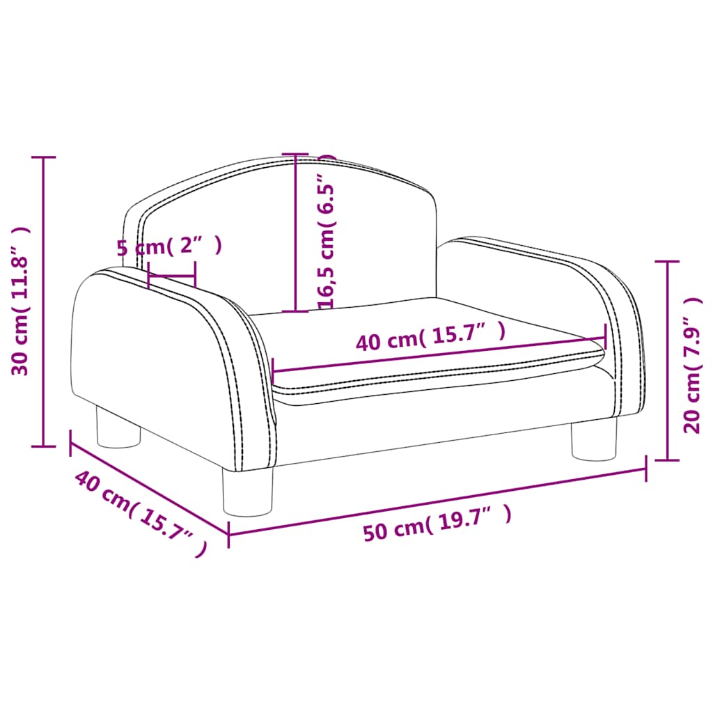 Kindersofa Creme 70x45x30 cm Stoff