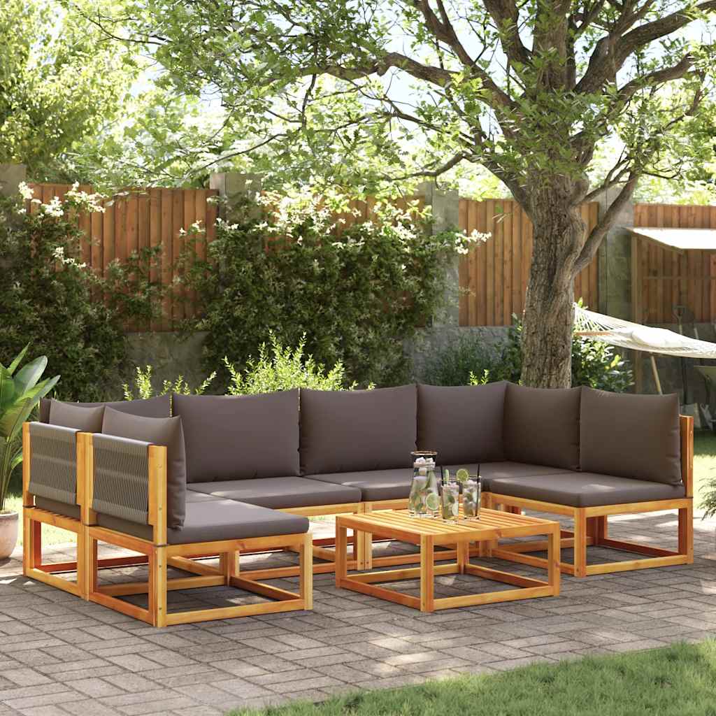6-tlg. Gartensofa-Set mit Kissen Holz Akazie & Seil