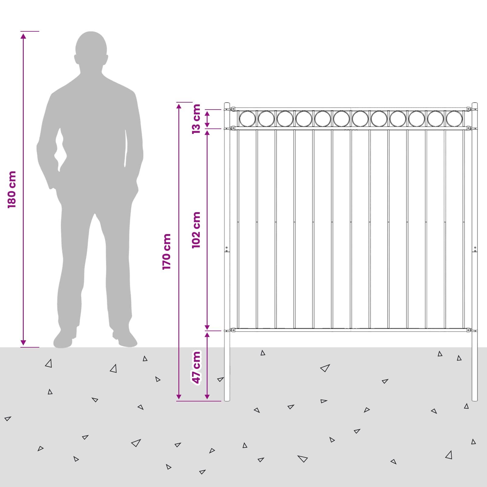 Gartenzaun ASSEN Stahl 1,7 x 0,8 m Schwarz