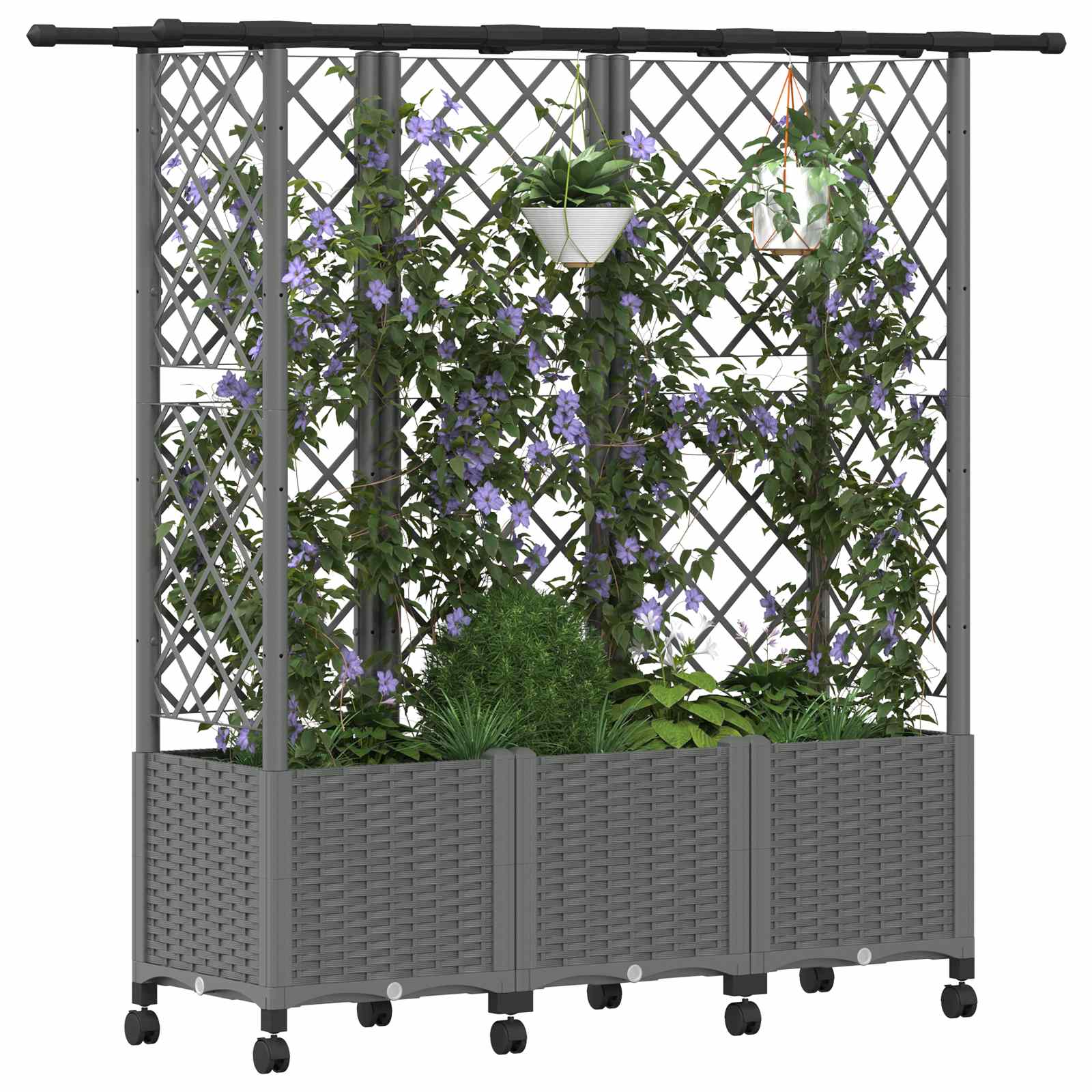 Hochbeet mit Rankgitter und Dach Braun 124 x 40 x 123 cm PP