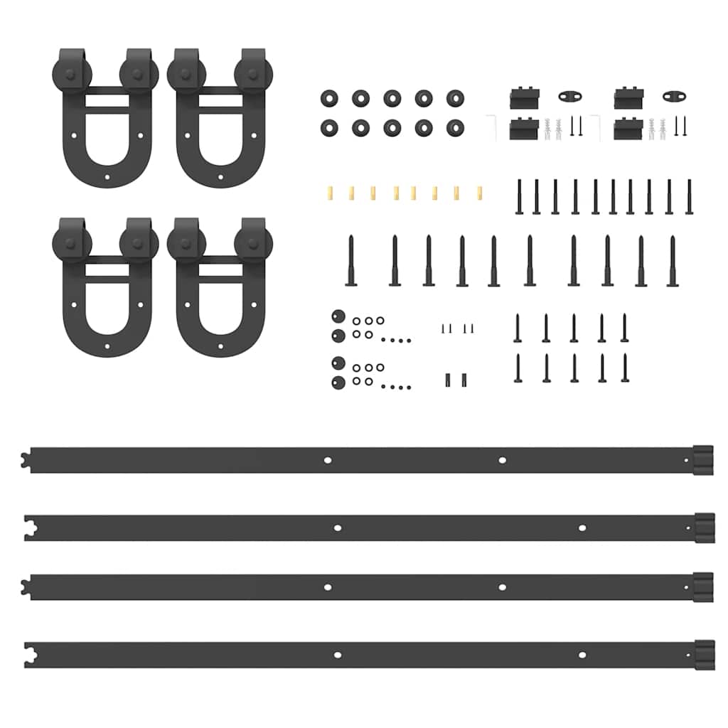Schiebetürbeschlag-Set 366 cm Stahl Schwarz