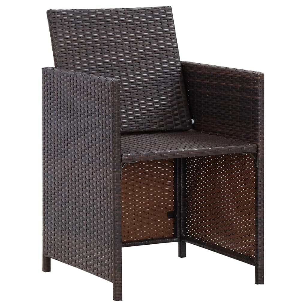 4-tlg. Gartenstuhl und Hocker Set Poly Rattan Schwarz