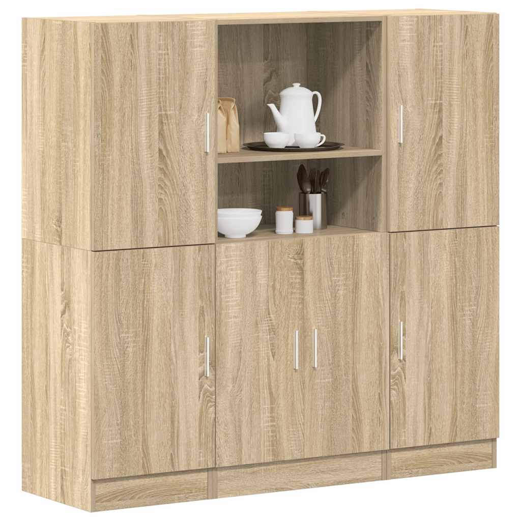 3-tlg. Küchenschrank-Set Weiß Holzwerkstoff