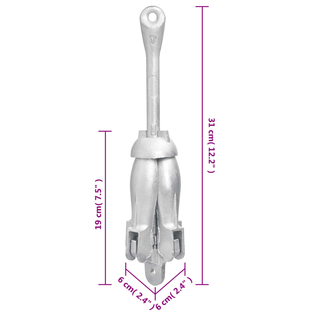 Klappanker Silber 0,7 kg Feuerverzinktes Gusseisen